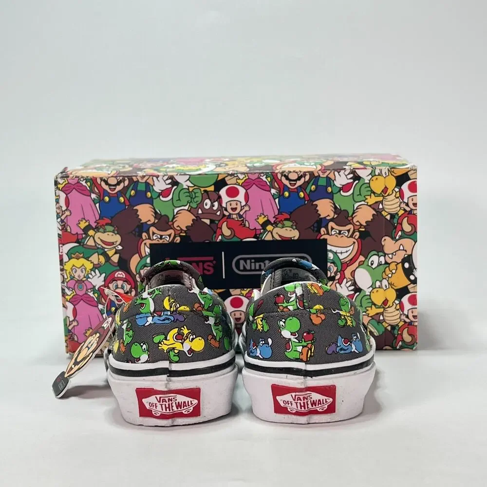 Nintendo x Vans Classic Yoshi Pewter Casual Slip On Skate Shoes Kids Size 11.5